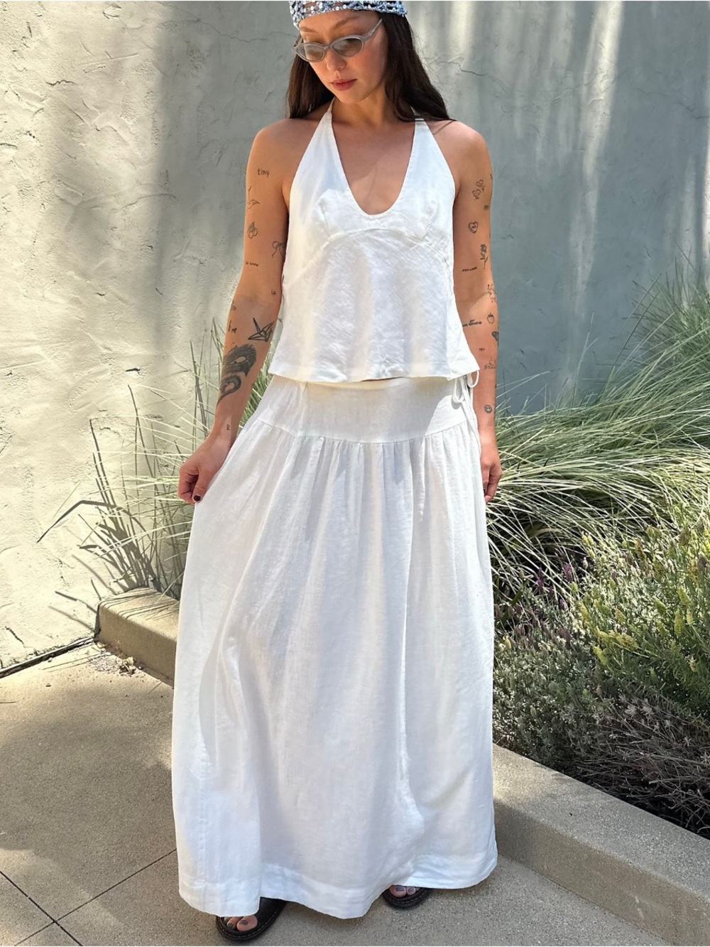 Free People Sandshell Linen Skirt Set